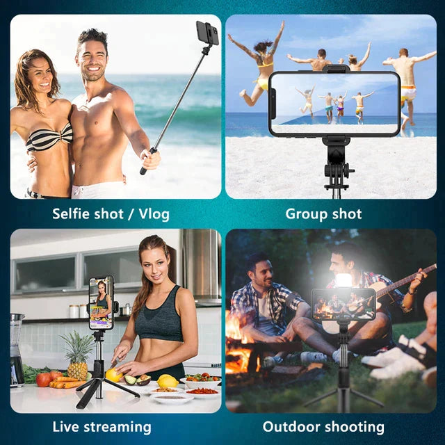 3 in 1 Wireless Selfie Stick Tripod with Flash Light